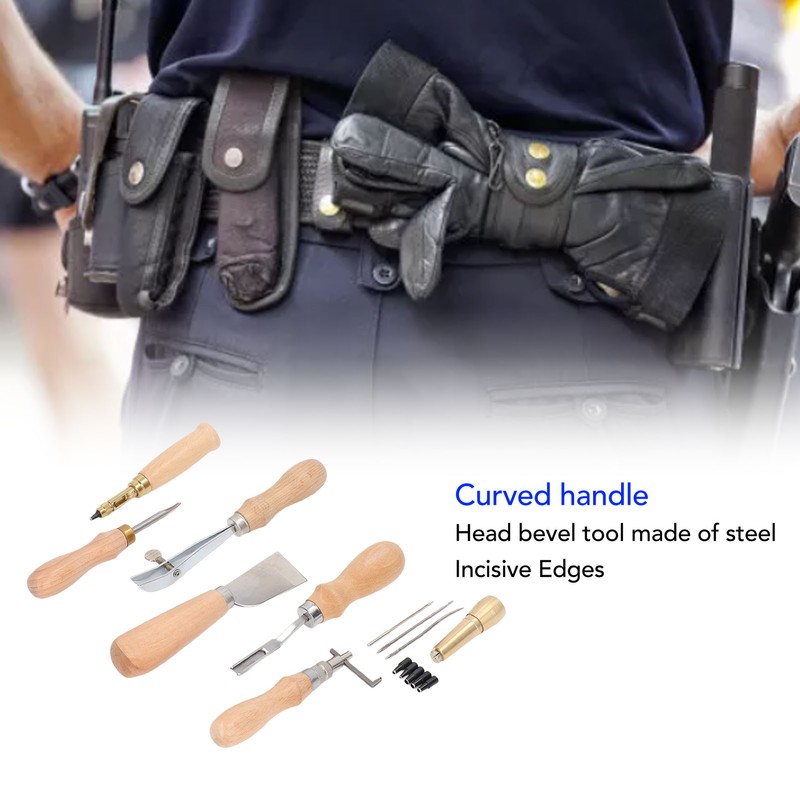 Leather Working Tools Set Log Color Curved Handle DIY Hand