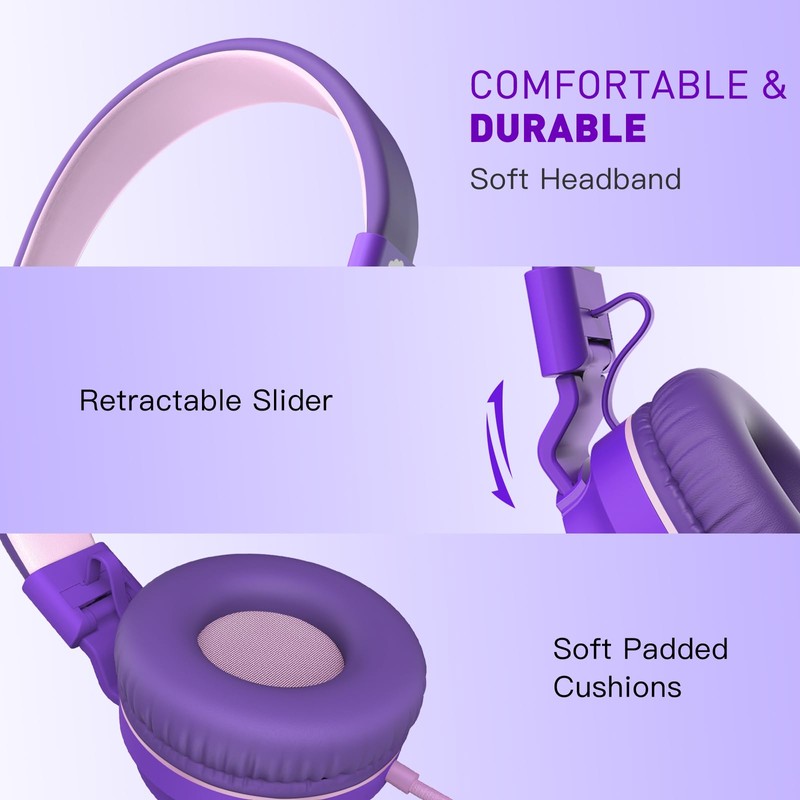 rockpapa 950 Wired Headphones for Kids Girls Boys for School