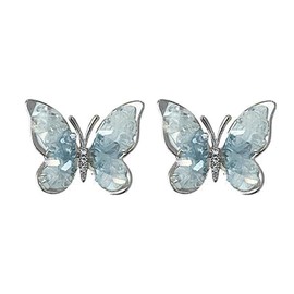 TREENEST Pendientes de Mujer,Aretes de Mujer Mariposa,Pendientes Mariposa Cristal Azul Elegantes y Nobles,Boda,Compromiso, Cumpleaños o Regalo Romántico, Joyería Regalo Ideal para Mujer 10088