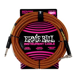 Ernie Ball Braided Guitar Cable Straight/Angled 5.49m - Pumpkin Pie