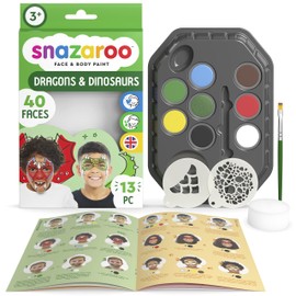Snazaroo 1172182 "Dragon" Make-Up Set, Skin-Friendly Water-based Face Make-Up, 7 Make-Up Colours, 1 Make-Up Brush, 1 Sponge, 2 Templates and Step-by-Step Instructions (English language not guaranteed)