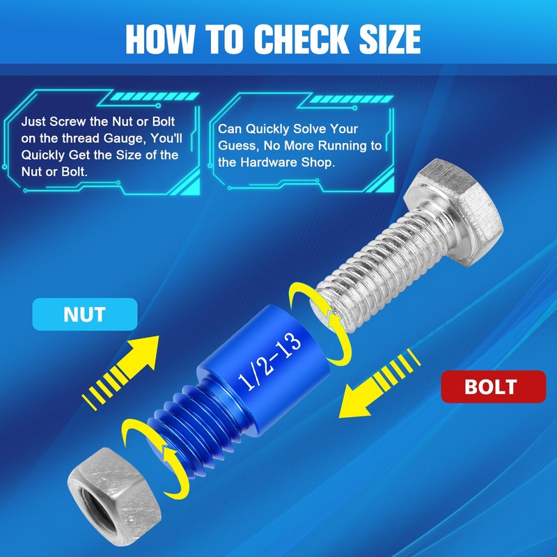 76Pcs Thread Checker, Nut and Bolt Thread Checker 38 Standard