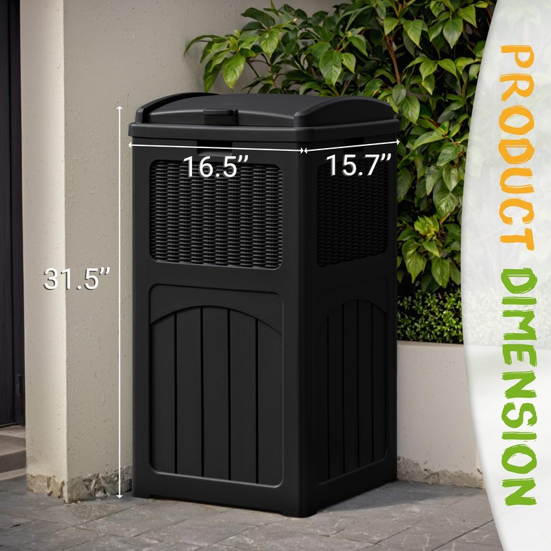 YESHOMY 2 Pack Outdoor Trash Can with Lid, Garbage Bins
