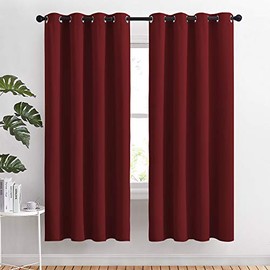 NICETOWN Blackout Curtain Panels Grommet - Home Decorations Thermal Insulated Solid Grommet Top Blackout Living Room Drapes (Burgundy Red, 1 Pair, 52 x 72-Inch)
