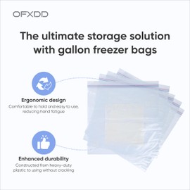 Gallon Freezer Bags - Leakproof Gallon Storage Bags for Food 2 Sets of 10 Pcs - Reusable Zipper Bags for Vegetables & Fruits - Gallon Plastic Bags for Marinating Meats (2.36 х 11.02 inch)