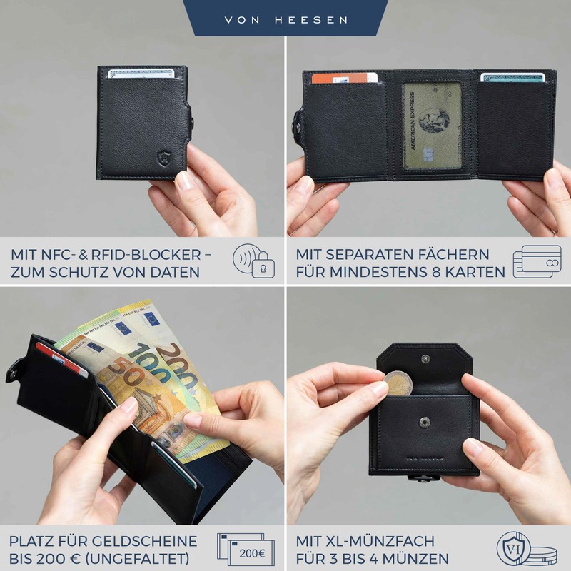 VON HEESEN Slim Wallet with RFID Protection - Men’s and