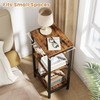 Asgolion Small Side Table, Tall End Table with Adjustable Shelf,