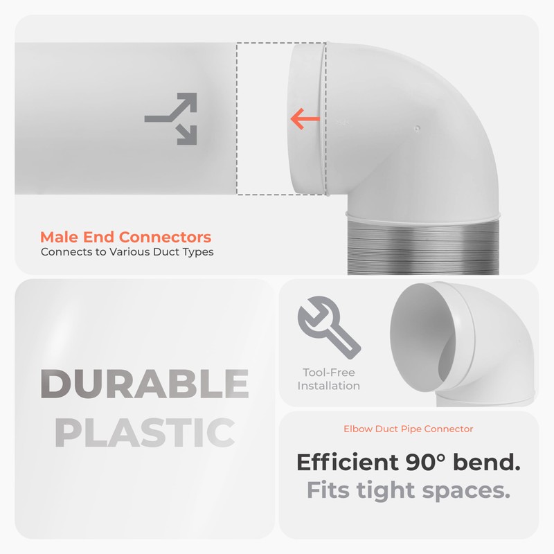 HVAC OV 6” Inch Round Duct Elbow 90 Degree for