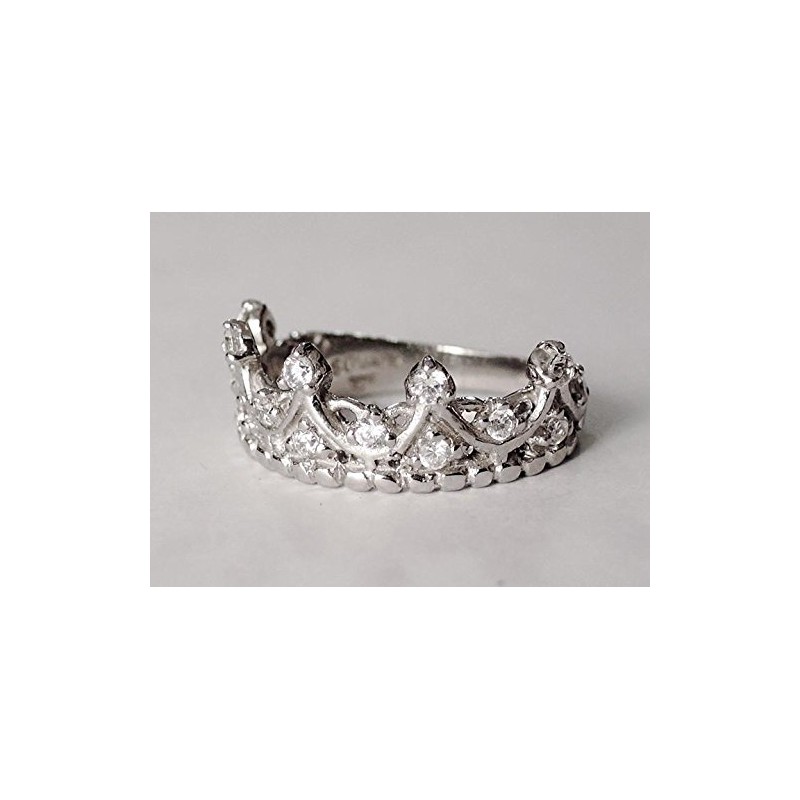 Sovats Ladies Queen Crown Ring, Sterling Silver, Cubic Zirconia