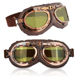 PRBUEHI Motorradbrille Retro Und Moped Brille Fliegerbrille Motorradbrille Und Motorradbrille Winddicht Bikerbrille Staub Und Sandschutz Motorradbrille Geeignet für Outdoor-Aktivitäten (Gelb)