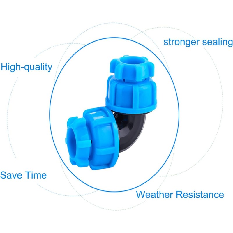 PP Compression Fitting Angle 32 mm PE Pipe, Pack of