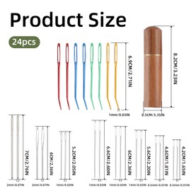 24pcs Large Eye Sewing Needles Kit, Stainless Steel Blunt Darning Needles & Bent Tapestry Needles & Sharp Hand Knitting Needles with Wooden Case,Perfect for Crochet/Darning/Yarn/Embroidery Projects