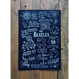 Hewson The Beatles Doodle Lyric Poster - Beatles Print Gifts - Beatles Artwork Gift for Beatles Lover Music Poster (A3, Black Chalkboard)