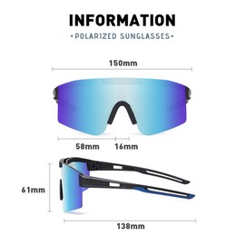 GREDINO Motorcycle Goggles, Polarized Cycling Glasses, UV400 and Windproof Dirt Bike Goggles, Adjustable Pad Riding Goggles with Lanyard & Case for Cycling Driving Sport (Blue)