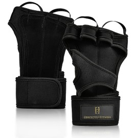 Absolute - Us ® - Fitness gloves made of leather and neoprene functional gym gloves with 40 cm wrist wrap, leather palm, open back of the hand and finger loops for easy removal.
