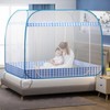 Best-Selling One-Touch Folding Mosquito Net Collection 2 - Easy Setup for Camping Square Check 2 Person - Blue