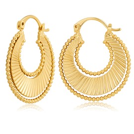 LILIE&WHITE Gold Fan-shaped Hoop Earrings for Women Hypoallergenic Earrings Fashion Earrings Present Earrings