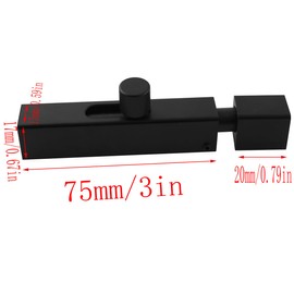 LQ Industrial Black 3 Inch Aluminium Alloy Open Pin Door Latch Bolt Lock Buckle with Screws Suitable for Interior Gate Cabinet Cupboard