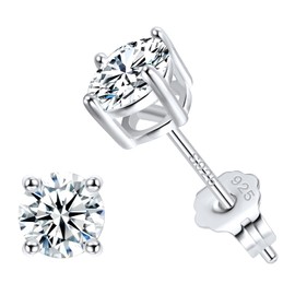 Jewlpire 925 Sterling Silver Stud Earrings for Women, Round Cut Cubic Zirconia Earrings Studs, Silver Stud Earrings Women's Stud Earrings, Stud Earrings 3mm(0.1ct)