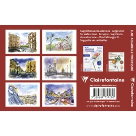 Clairefontaine Paris Postcard 975727C Watercolour Pad with Pre-Drawn Motifs with 15 Sheets (2 x 6 Designs) 10 x 15 cm 300 g