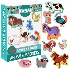 MAGDUM Children's Farm Animal Magnet Set – 15 Large Fridge Magnets for Toddlers – Children's Magnets – Magnets for Magnetic Board