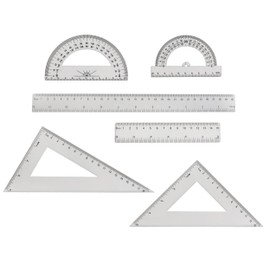 LGEGE Math Ruler Geometry Tool Set, 10/12cm Protractor, 15/23cm Triangle Ruler, 15/30cm Straight Ruler, Plastic Transparent Measuring Tool for School, Office, Home Supplies, 18 Pieces
