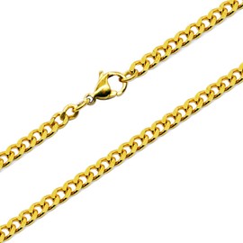 Aplstar Solid Gold Curb Chain Necklace 2mm thick 18ct Real Gold Plated Size: 16 18 20 22 24 inch/40 46 50 55 60 cm (46 CM)