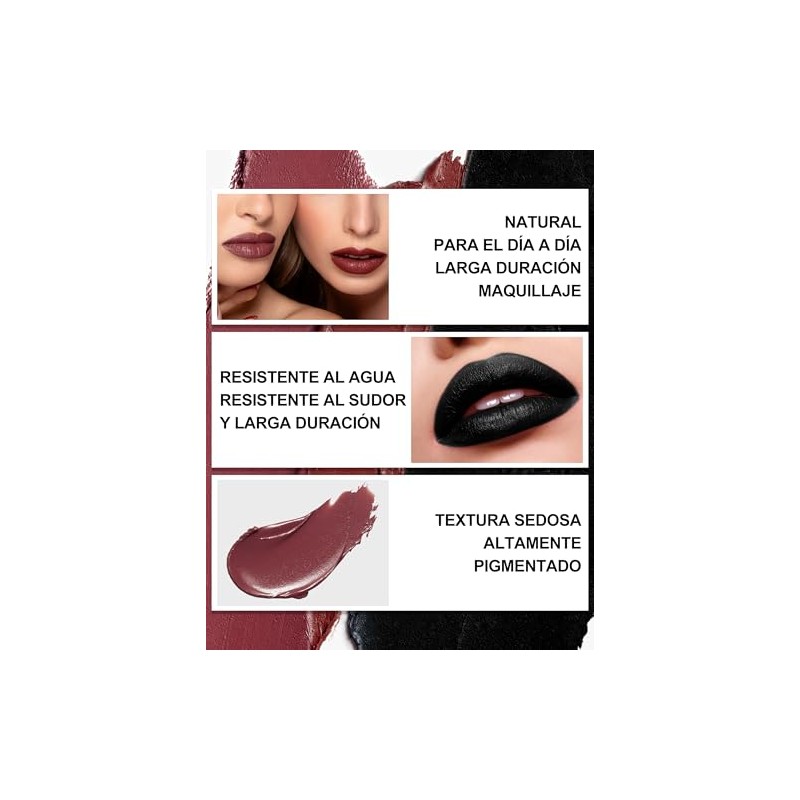Erinde Set de Labiales, Mate Impermeable de Larga Duración, Altamente