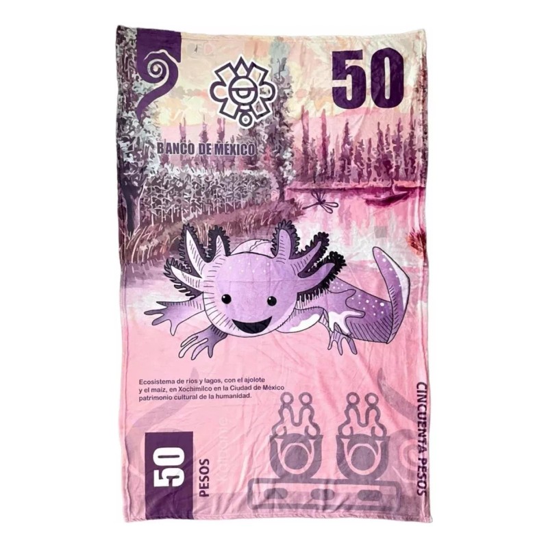 RIVERSOFY Frazada Ajolote Cobija Billete 50 Tela Polar Suave 110x160cm