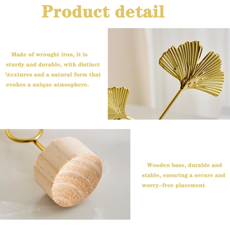 Abirdflyer Gold Leaf Home Decor, Metal Leaf Tabletop Ornament, Set