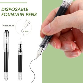 36 Pcs Disposable Fountain Pens Quick Drying Ink Calligraphy Pen Smooth Writing Pens for Journaling Office Supplies Sketching Doodling Beginner Artist Gifts (Black)