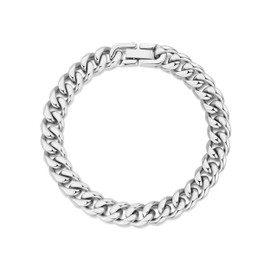 Philip Jones Men's 9mm Stainless Steel 7.5 Inch Curb Chain Bracelet
