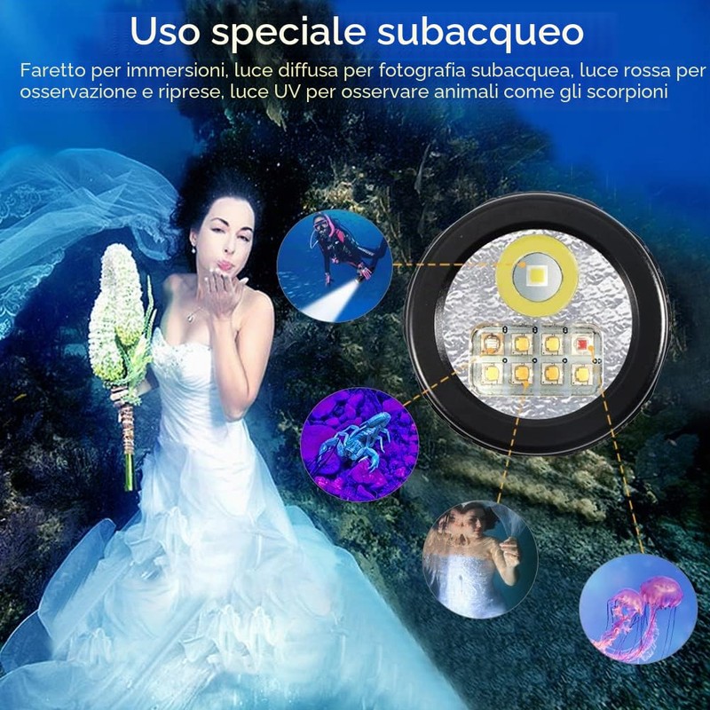 APLOS AP70 - Luce video subacquea, 6000 lumen, ampio angolo