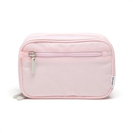 U Brands Dual Zip Canvas Tech Organizer Pouch, 7.8" x 5" Cord Organizer, Computer Accessories, Travel Essentials, Travel Gifts for Men Who Have Everything, Electronics, Petal Pink