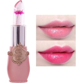 Barra de Labios que Cambia de Color, Barra de Labios de Maquillaje de Flor de Gelatina de Cristal Transparente Humectante con Humedad de Larga Duración para (Tubo de polvo - 02