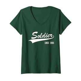 Womens 17th Anniversary in Service Soldier Since 2005 Gift for Army V-Neck T-Shirt