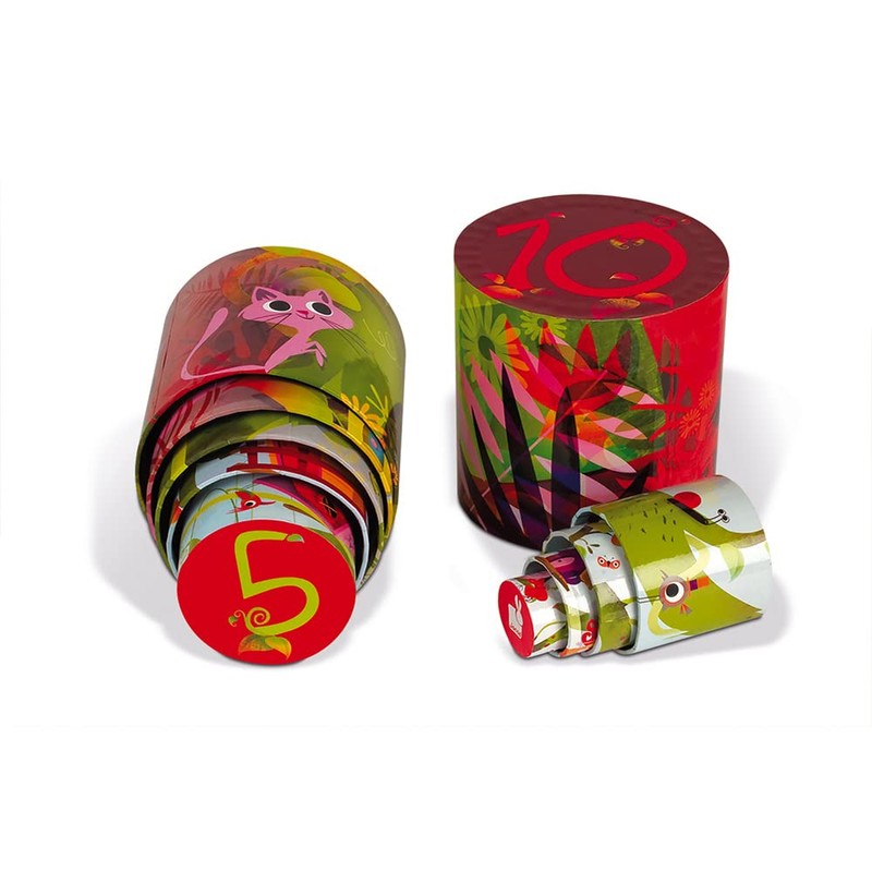 Janod J02918 Round Stacking Pyramid 10 cubes, Magic Tree