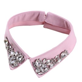Detachable Dickey Collar Half Shirt Blouse False Collar Shiny Rhinestone Fake Collar Choker Peter Pan Necklace Faux Collar (Type 3, Pink)