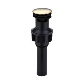 Brushed Gold Bathroom Pop-Up Push-Type Sink Drain Assembly - Vessel Vanity Sink Stopper with Overflow & Strainer, for Faucets