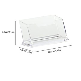 YYST Pack of 3 Business Card Holder Acrylic Business Card Stand Transparent Business Card Stand Business Card Table Stand for Business People Home Office Collection Organiser
