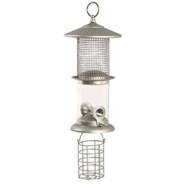 Siena Garden H22037 Triple Feeder for Mixed Feed, Nuts and Fat Balls 18 x 18 x 50 cm Si