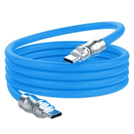 IYUANEPRO USB C to USB C Silicone Cable 10FT, Ultra Flexible & Soft USB Type C 100W Fast Charging Cable, Geek Industrial PD Data Transfer for Phones,Tablet,Laptops(Blue)