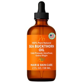 Pomberries Sea Buckthorn Oil – 100% Pure Cold-Pressed from Fruit & Seed – Sea Buckthorn Seed Oil for Face, Hair, Skin & Nails – Supports Radiant, Youthful-Looking Skin – Amber Glass Bottle 2 fl oz