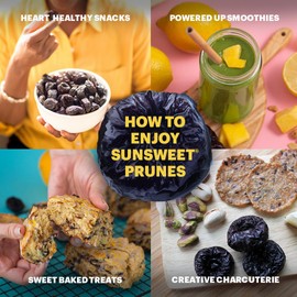 Sunsweet Pitted Prunes with Probiotics - Unsweetened, Dried, Gluten Free & Unsulphured - Natural Elderberry Flavor - Fiber & Minerals, 6oz - 4 Pack