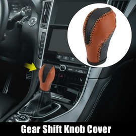 X AUTOHAUX Car Faux Leather Gear Shift Knob Cover for Infiniti QX50 QX70 QX80 2014-2016 QX56 2011-2013 G35 2007-2008 EX37 FX37 2013 FX35 2009-2012 Black Brown