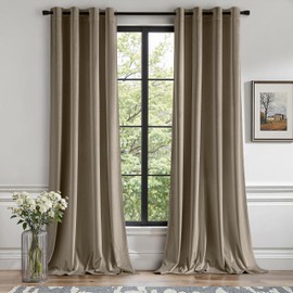 MIULEE Velvet Curtains Taupe Elegant Grommet Thermal Insulated Soundproof Room Darkening Curtains/Drapes for Classical Living Room Bedroom Decor 52 x 96 Inch Set of 2