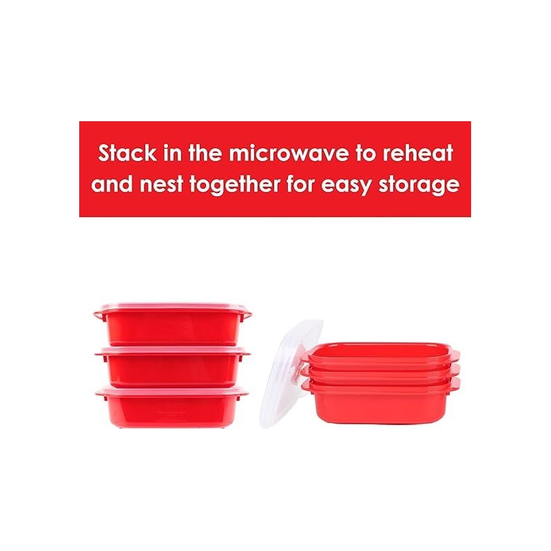 Decor Microsafe Oblong Storage Containe, Pack of 3 Pieces, 900ml