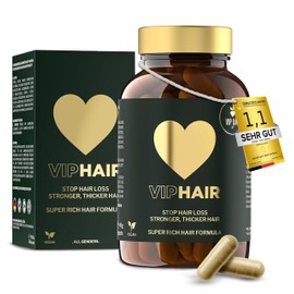 VIPHAIR Haar Vitamine, Hochdosiertes Biotin, Zink & Vitamin B, Anti-Haarausfall, Haarwachstum Booster, Für Männer & Frauen. Optimal für gesundes Haar, 60 Kapseln