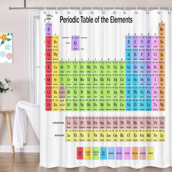 Jipusai 84 INCH Updated Periodic Table of Elements Shower Curtain