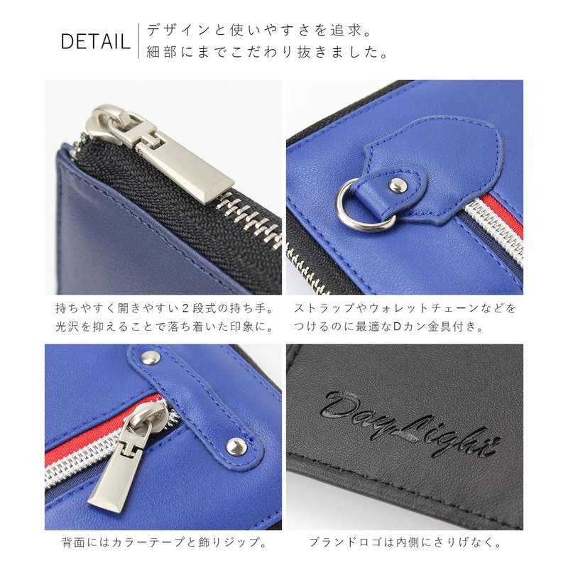 Daylight dl-1043 Men's Bi-fold Wallet with L-Shaped Zipper, blue